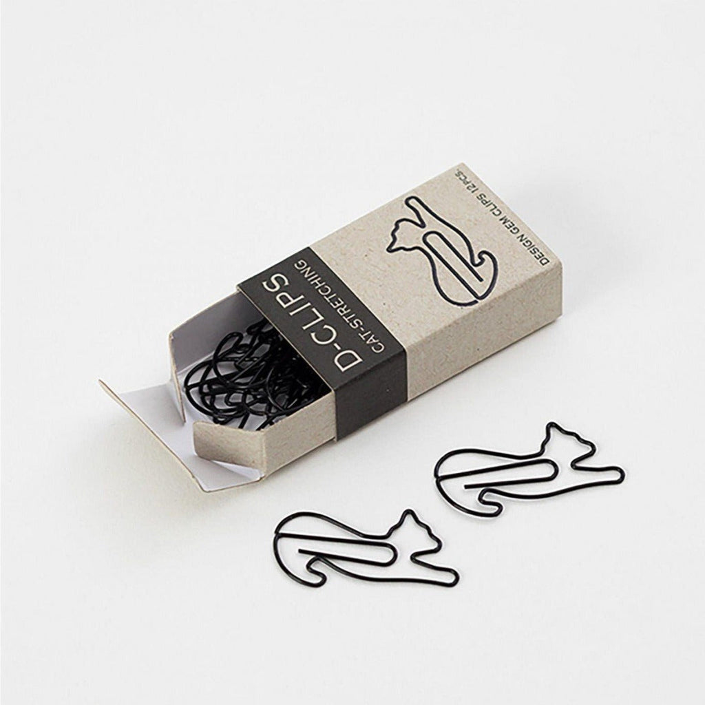 Midori D-Clips stretching cat paper clips