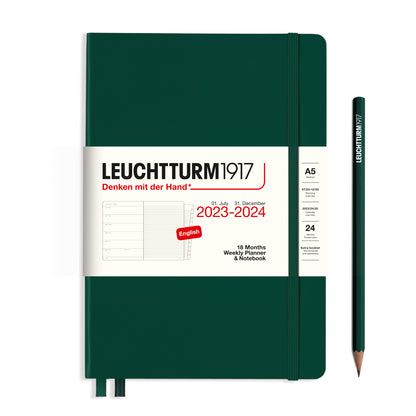 Leuchtturm1917 A5 Hardcover 2023-2024 Weekly Planner & Notebook in Forest Green