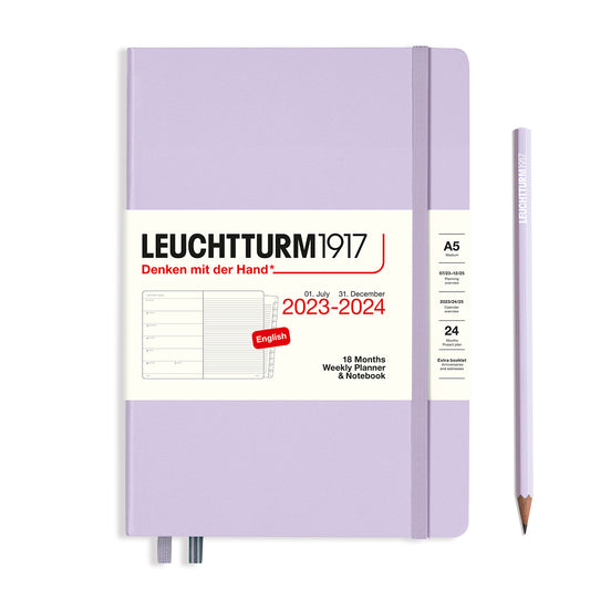 Leuchtturm1917 A5 Hardcover 2023-2024 Weekly Planner & Notebook in Lilac