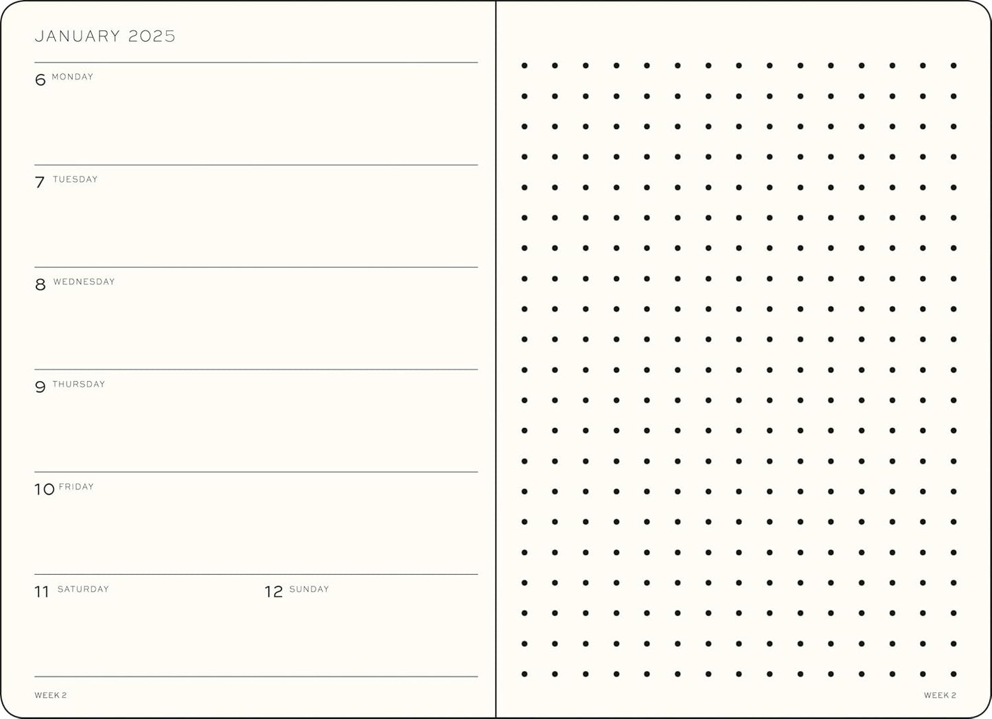 Leuchtturm1917 2025 A5 Weekly Planner & Dot Grid Notebook