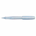 Transparent blue pen on a white background