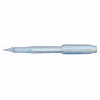Transparent blue pen on a white background