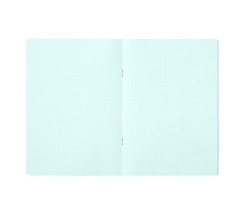 Midori A5 blue dot grid notebook open showing pages