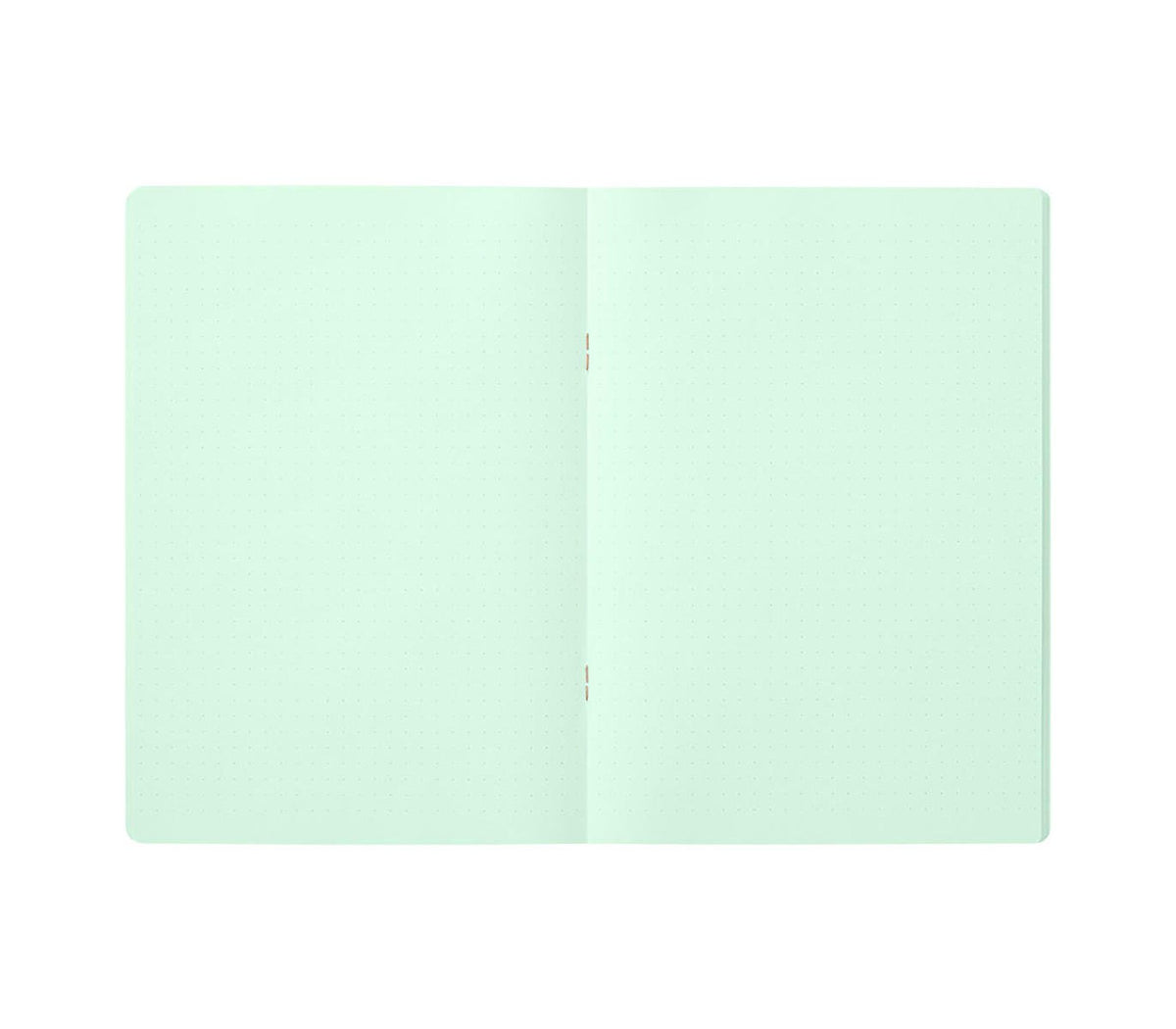 Midori A5 green dot grid notebook open showing pages