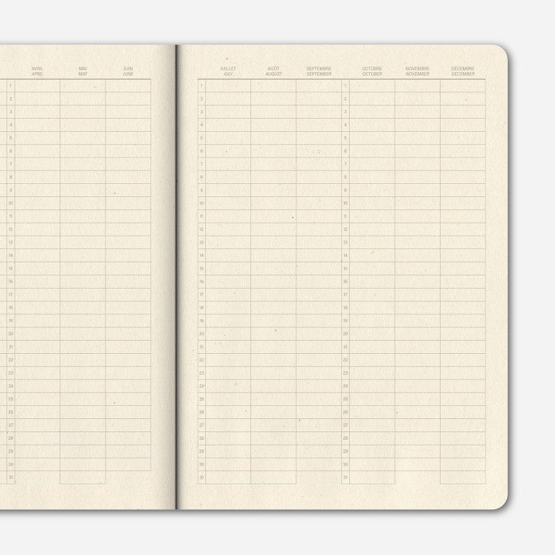 Papier Tigre A5 Aloe notebook open showing dot grid pages