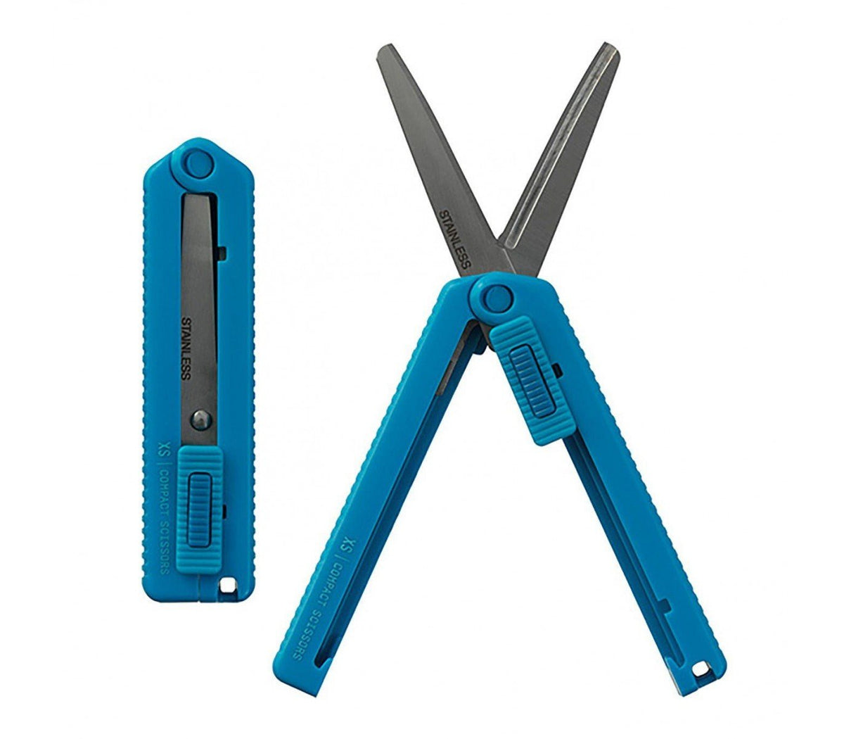 Midori blue compact retractable scissors closed product photo