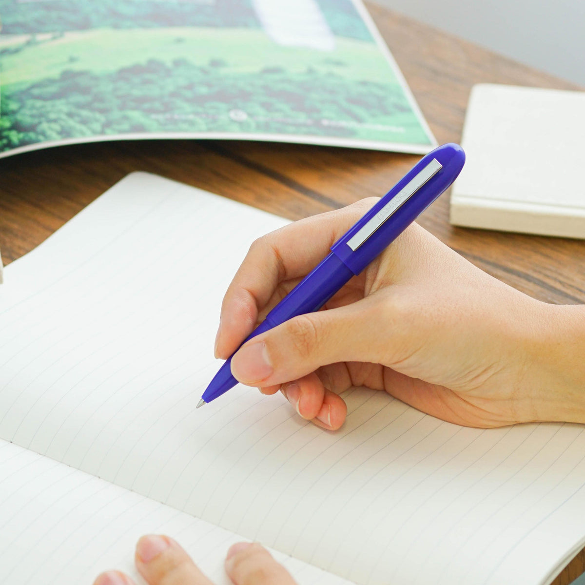 Penco bullet ballpoint pen in navy blue colour