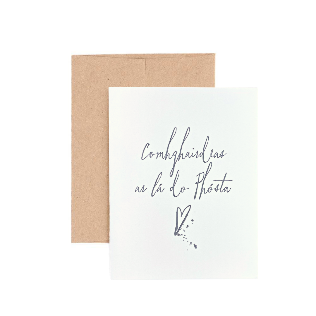 Cómhghairdeas a lá do phósta Irish language wedding card front