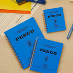 Penco blue composition book open showing lined pages