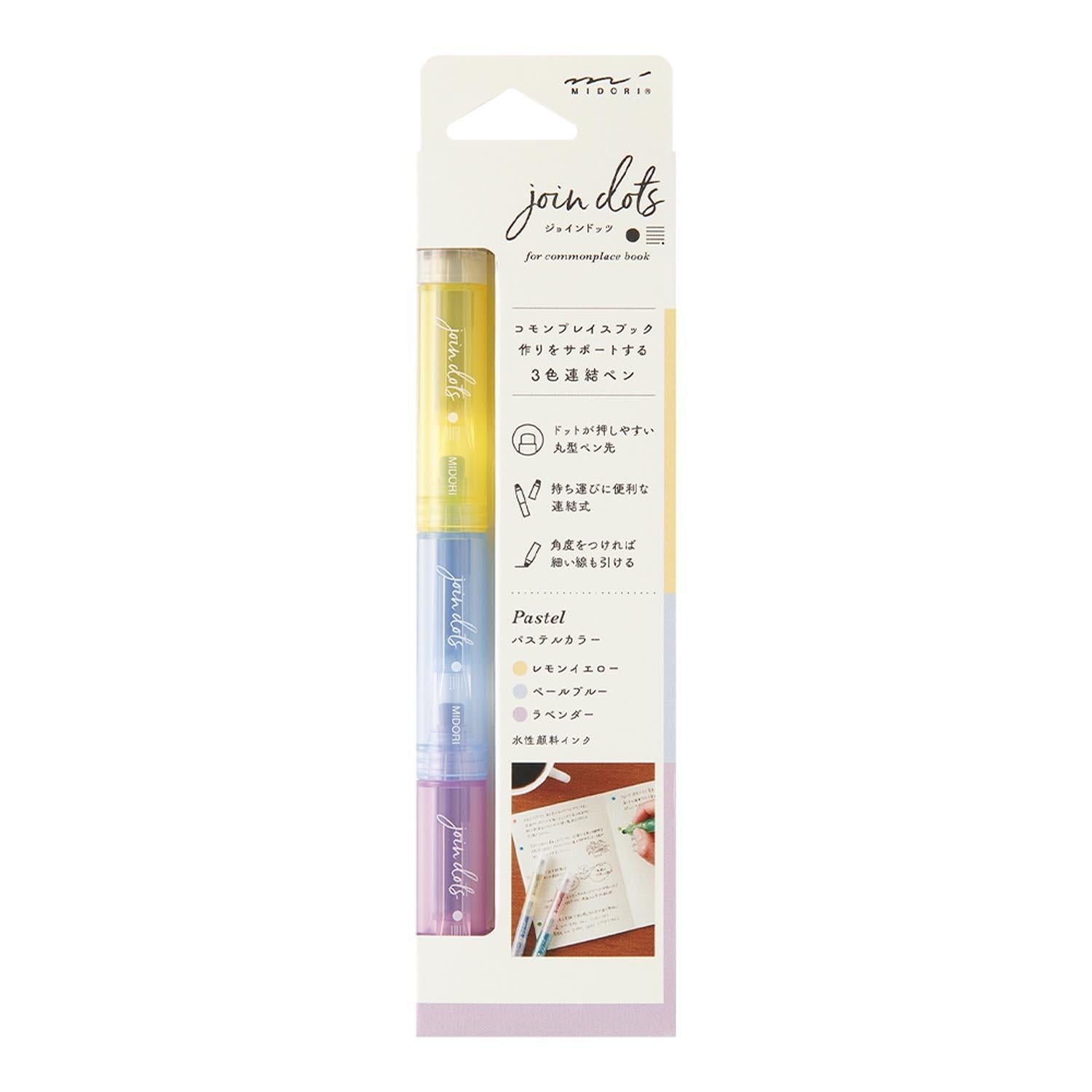 Midori pastel highlighter dots close-up on paper