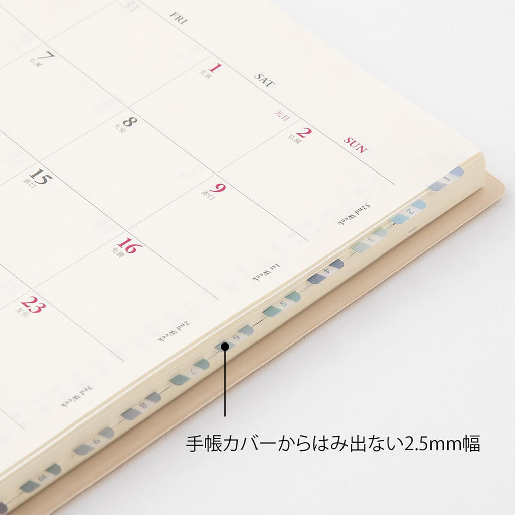 Midori index labels 48-piece set lifestyle flat lay