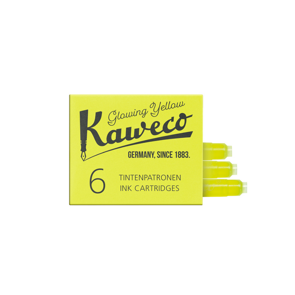 Kaweco Glowing Yellow ink cartridges close-up of packaging