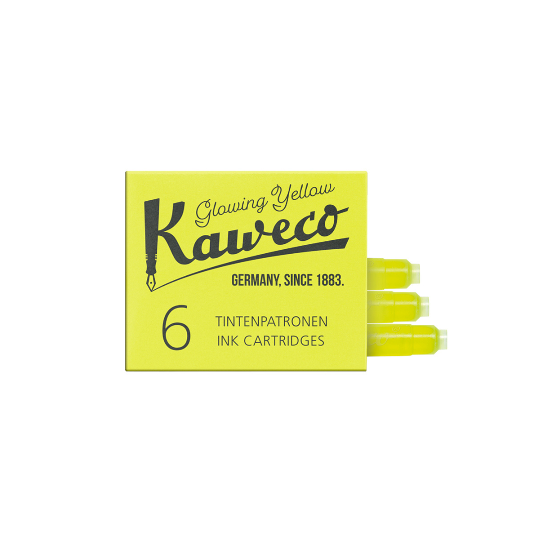 Kaweco Glowing Yellow ink cartridges close-up of packaging