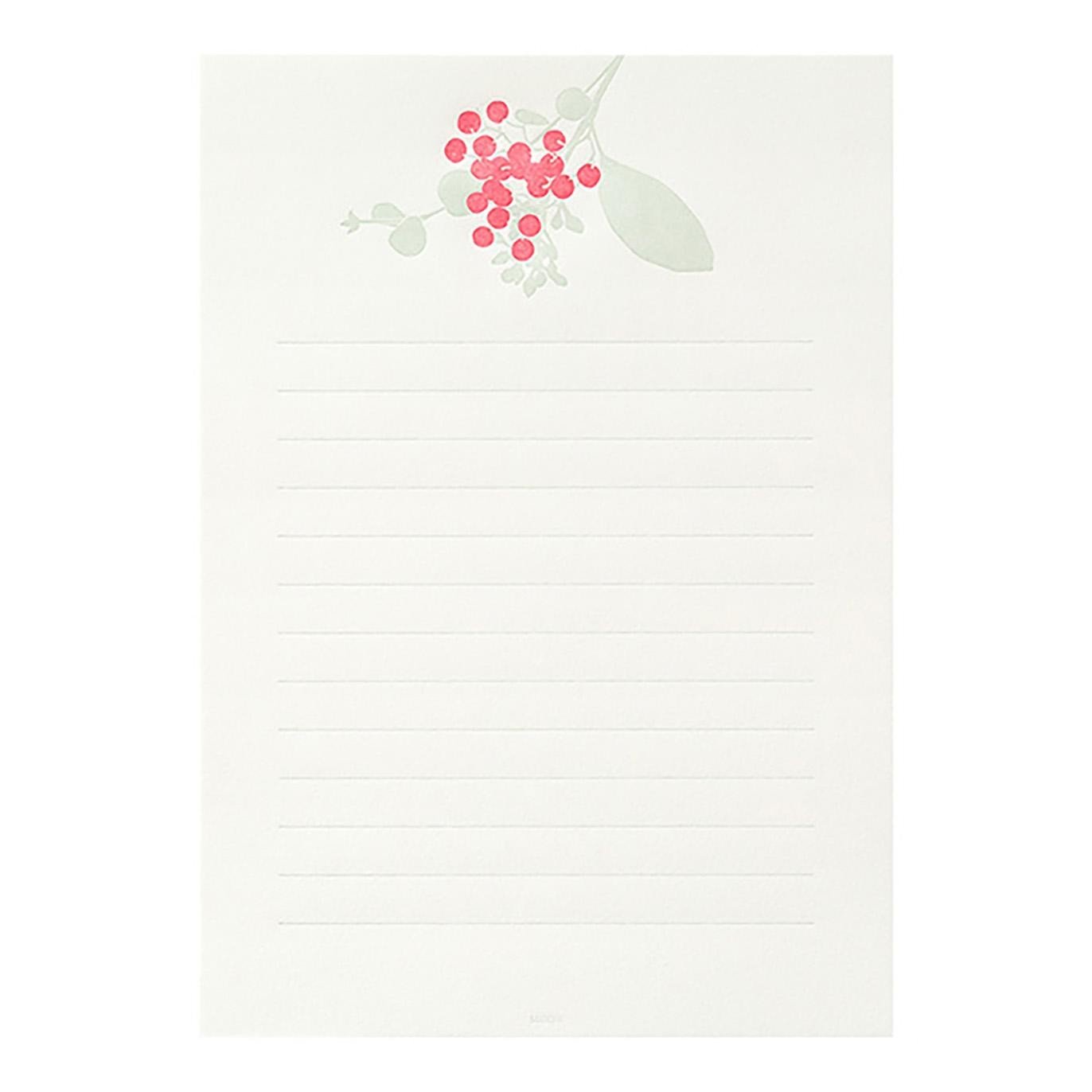 Midori berry bouquet writing paper close-up showing design