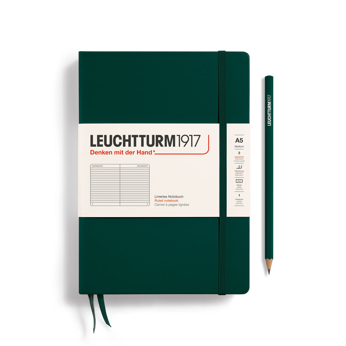 Leuchtturm1917 A5 forest green notebook ruled version