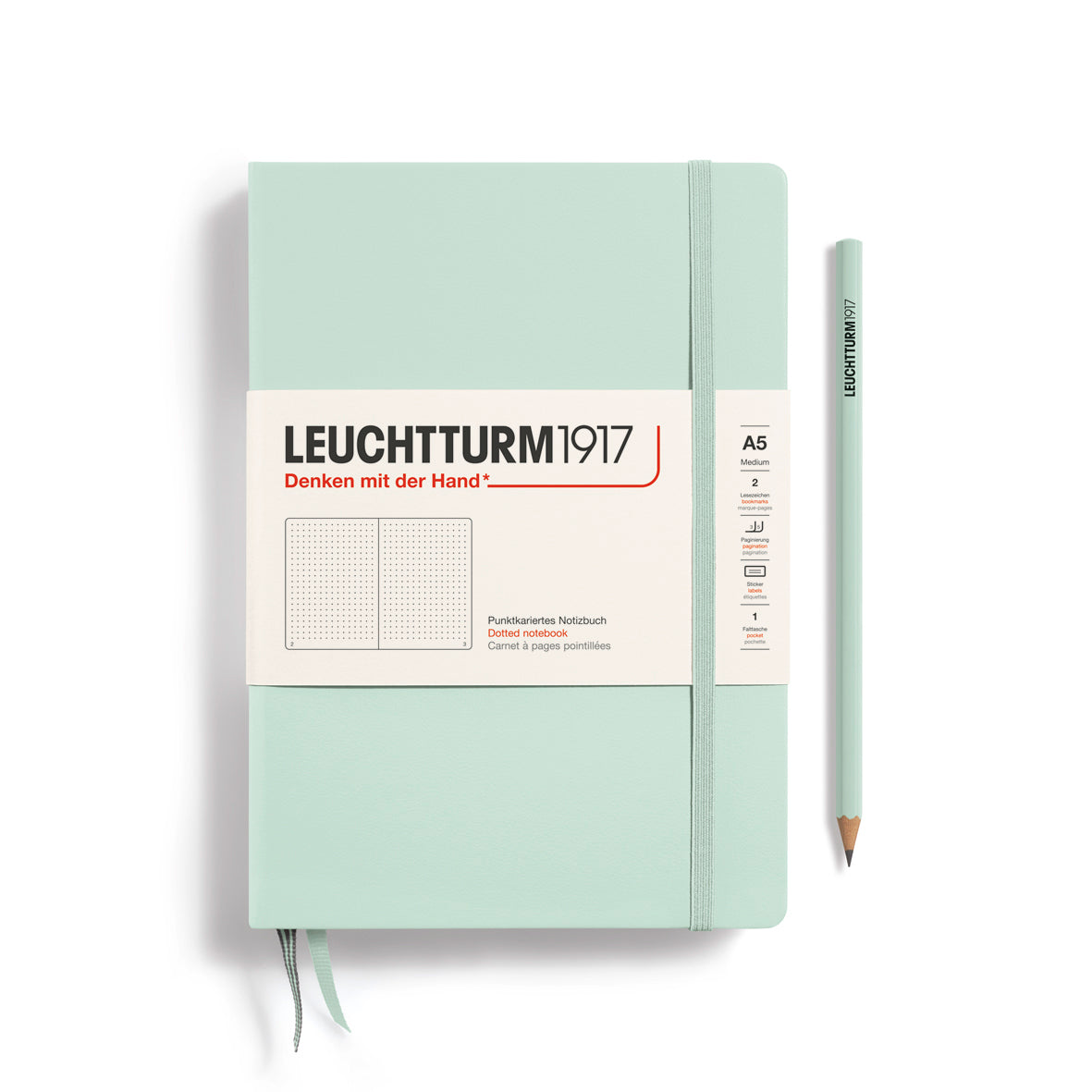 Leuchtturm1917 A5 hardcover notebook in mint green dotted