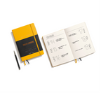 Leuchtturm1917 yellow Bullet Journal open showing dotted pages