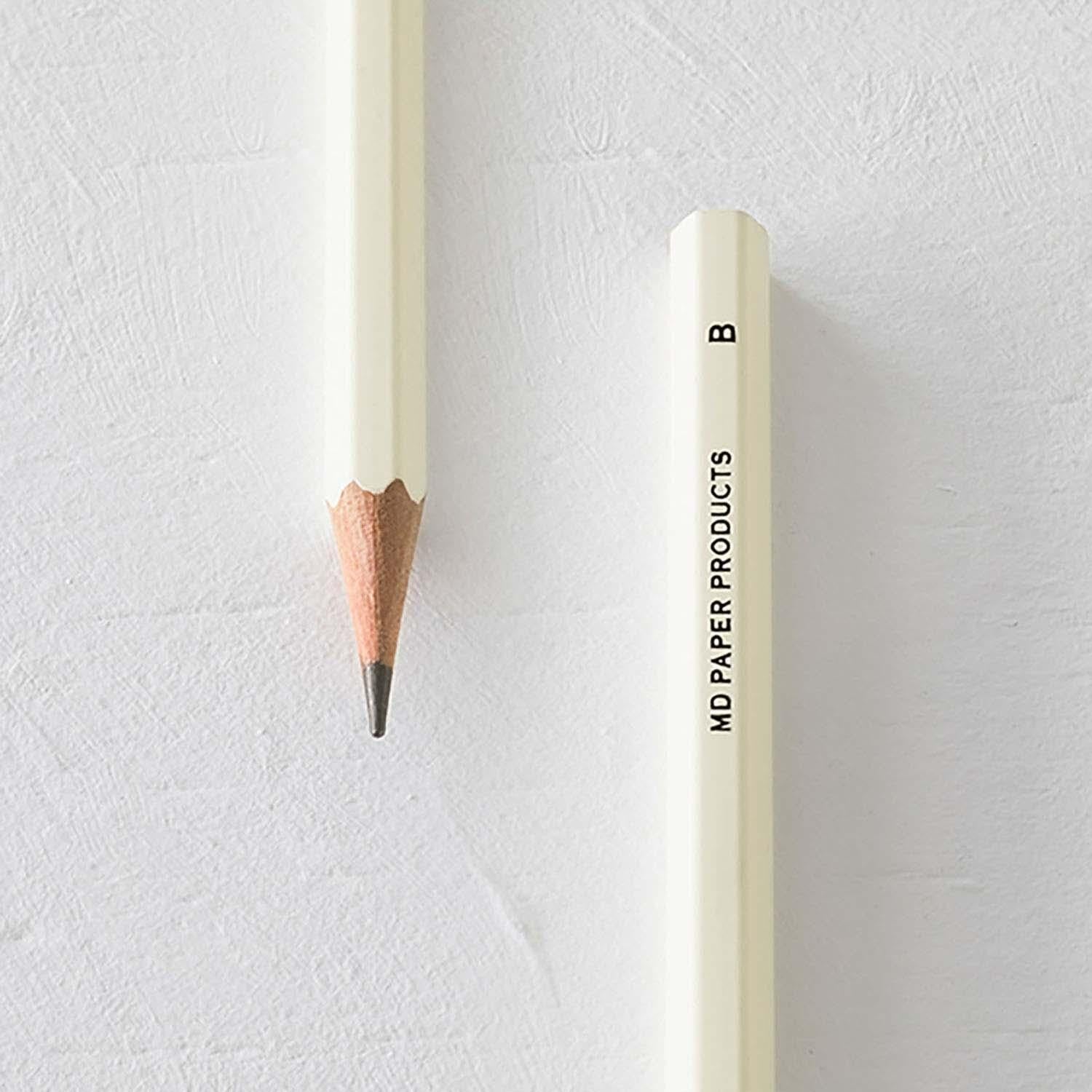 Midori MD Paper B pencils laid flat showing all six