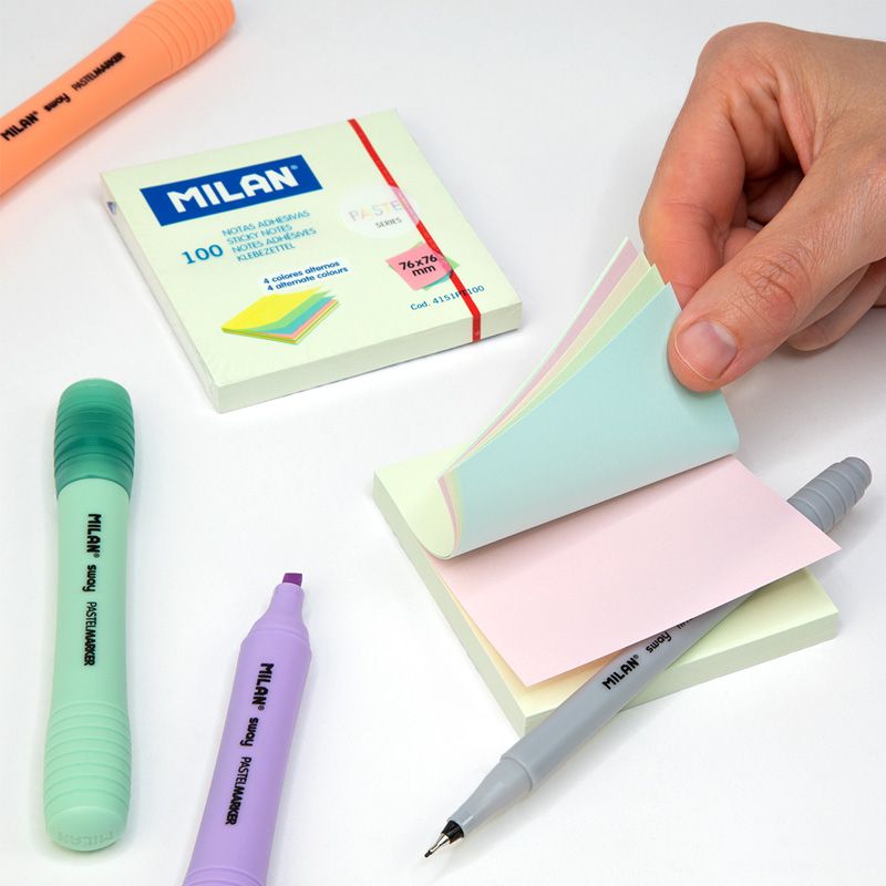 Milan pastel sticky notes showing colour variety