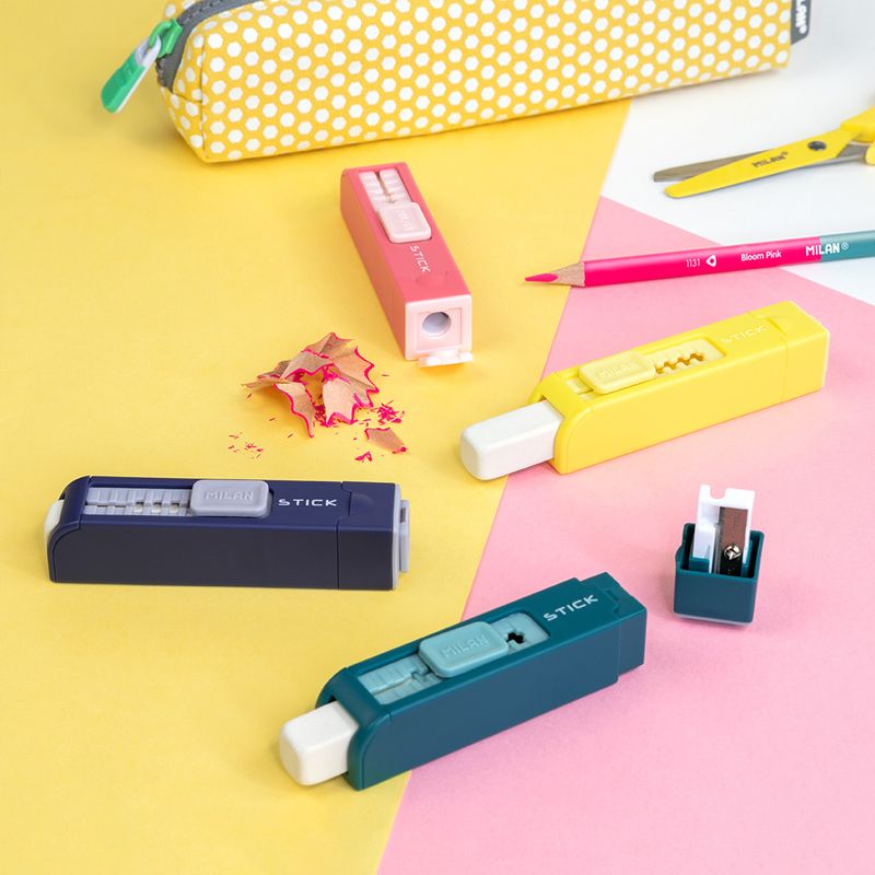 Milan stick slide up sharpener and eraser combo product photo