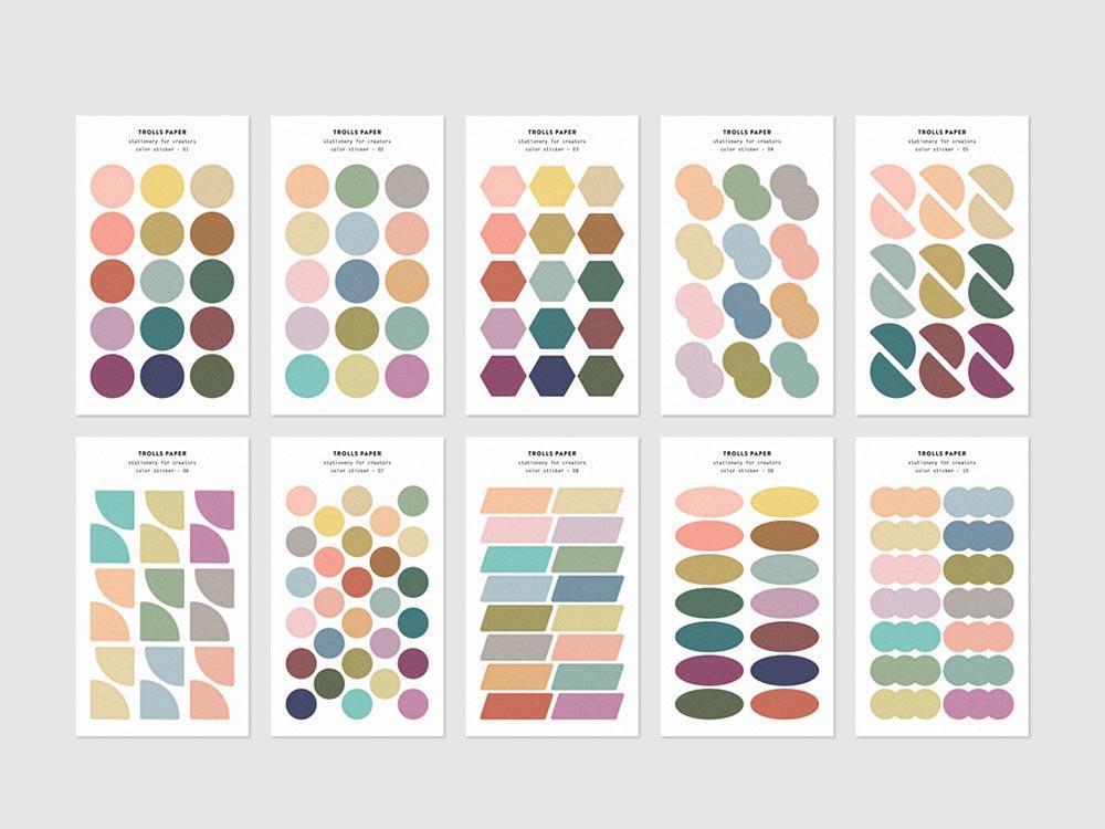 Geometric Color Stickers - 10 Sheets-Stickers-trolls paper-nóta póca