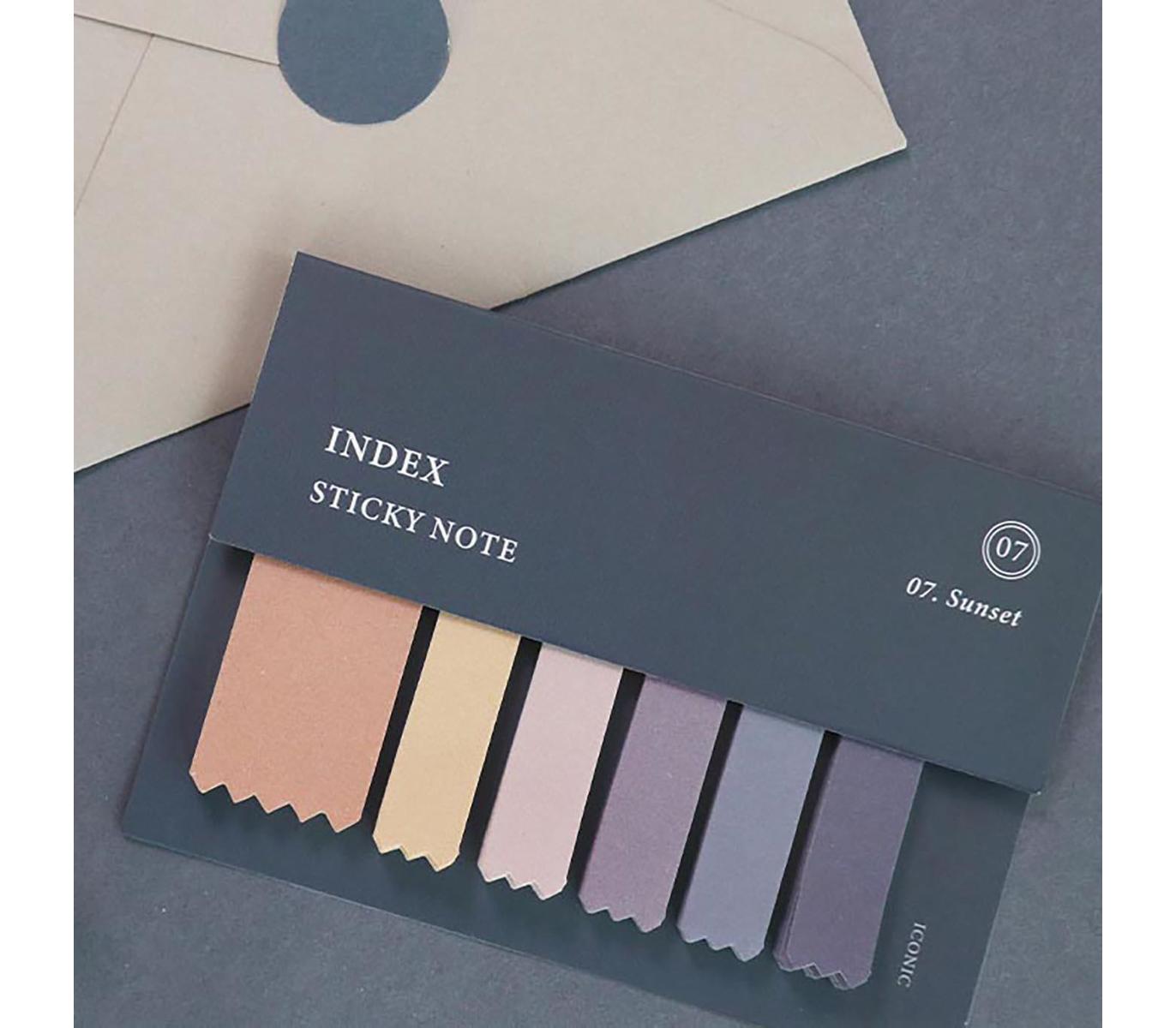 Iconic index sticky notes in sunset colour palette product photo
