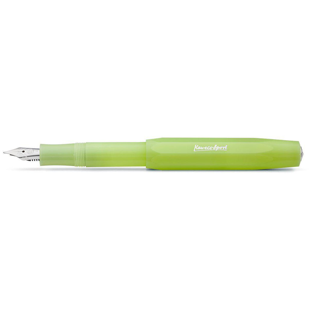 Kaweco Frosted Sport Fountain Fine Lime-Pens-Kaweco-Fine / 0.7mm-nóta póca