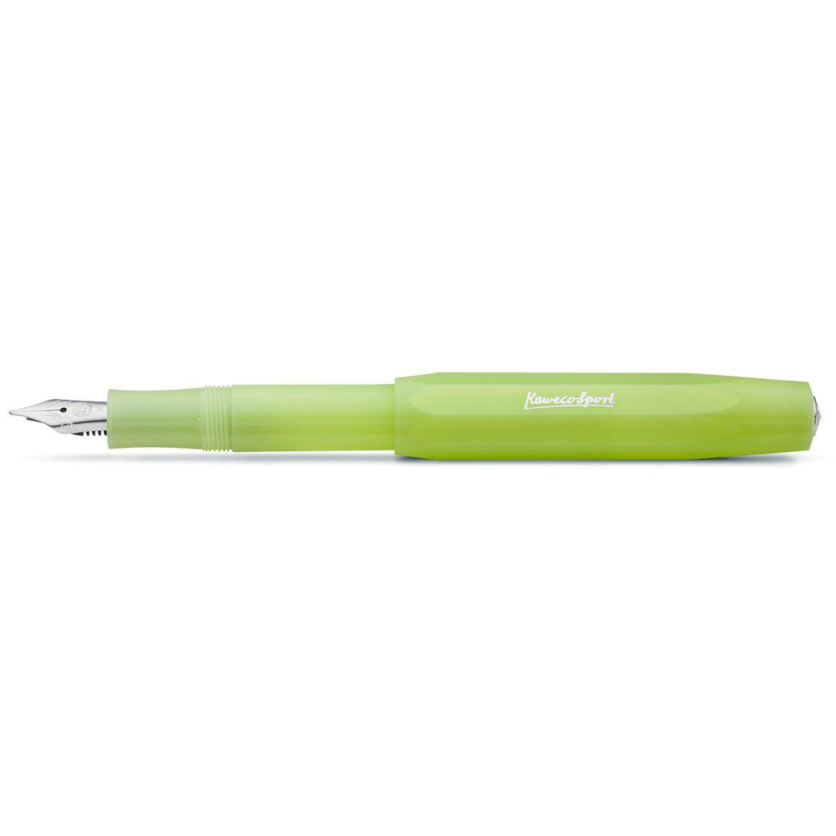 Kaweco Frosted Sport Fountain Fine Lime-Pens-Kaweco-Fine / 0.7mm-nóta póca