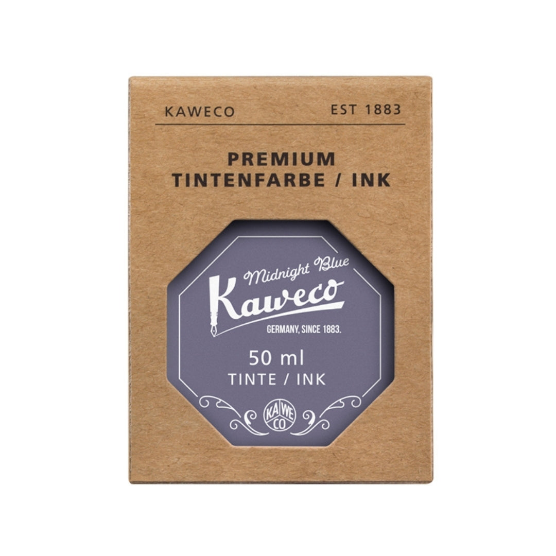 Kaweco Midnight Blue ink 50ml bottle label close-up