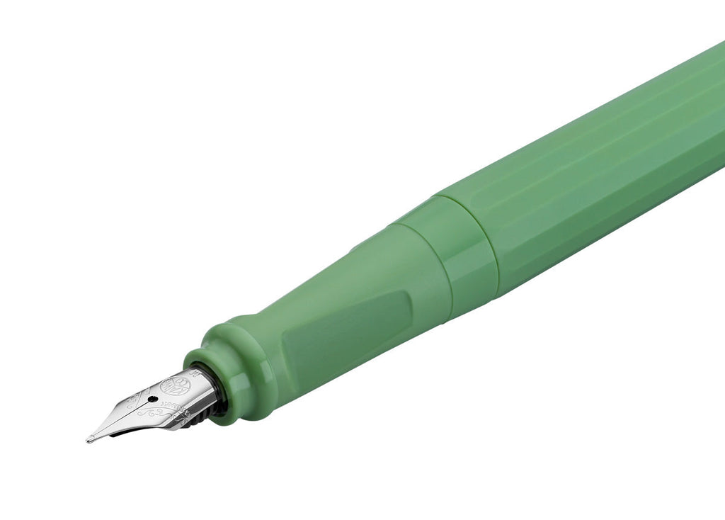Kaweco Perkeo jungle green fountain pen in hand writing