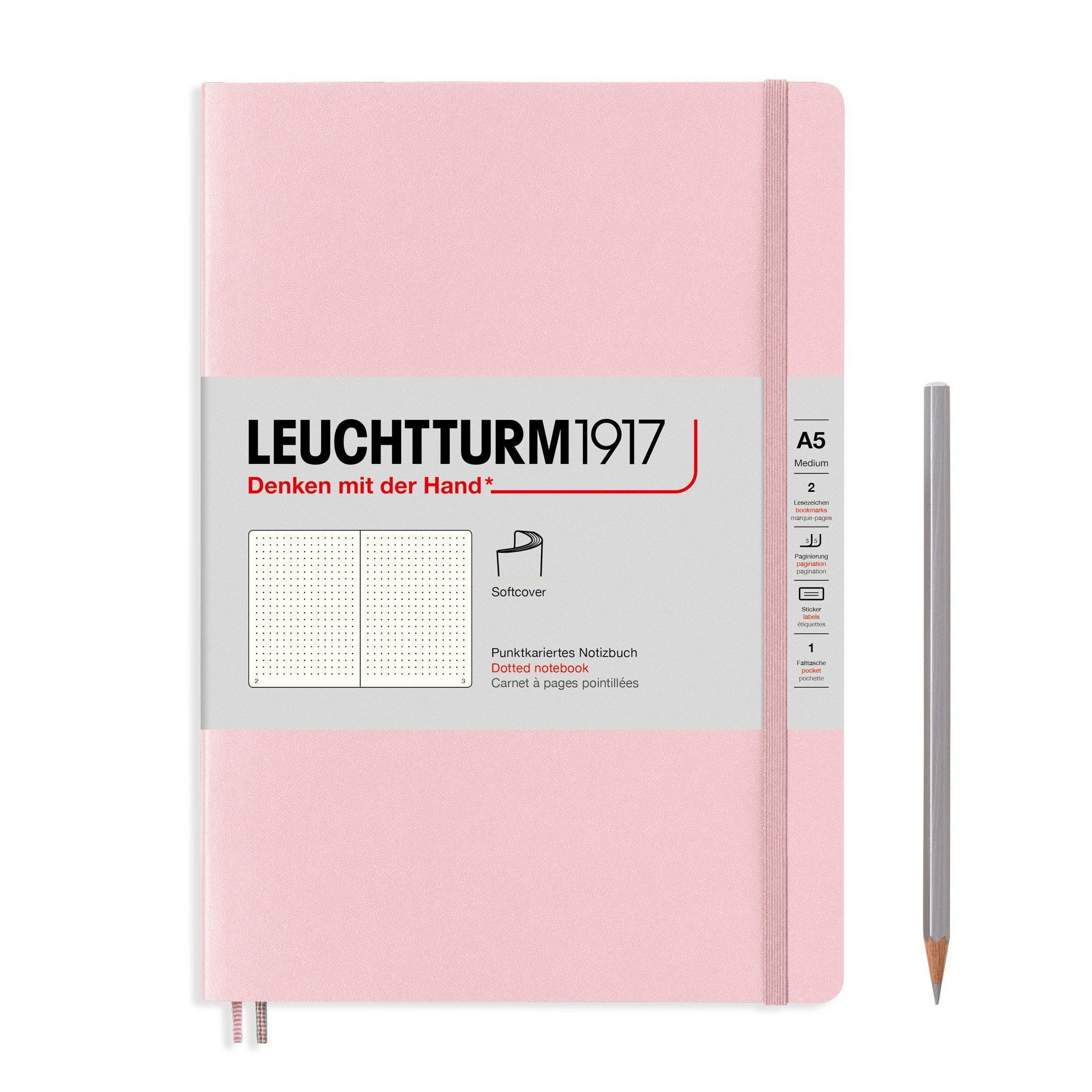 Leuchtturm1917 A5 Hardcover Notebook in Powder-Notebooks-leuchtturm 1917-Dotted-nóta póca