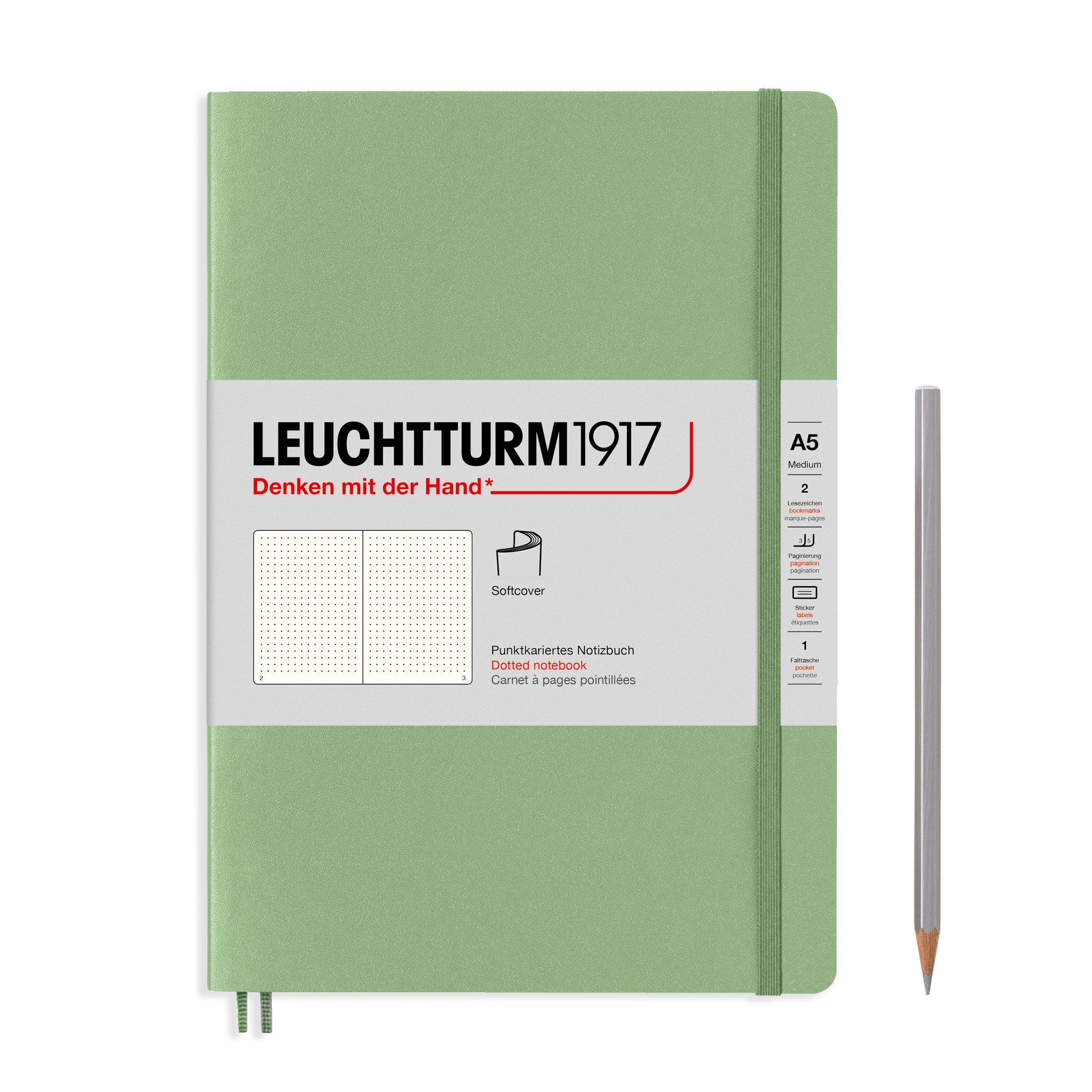 Leuchtturm1917 A5 Hardcover Notebook in Sage-Notebooks-leuchtturm 1917-Dotted-nóta póca