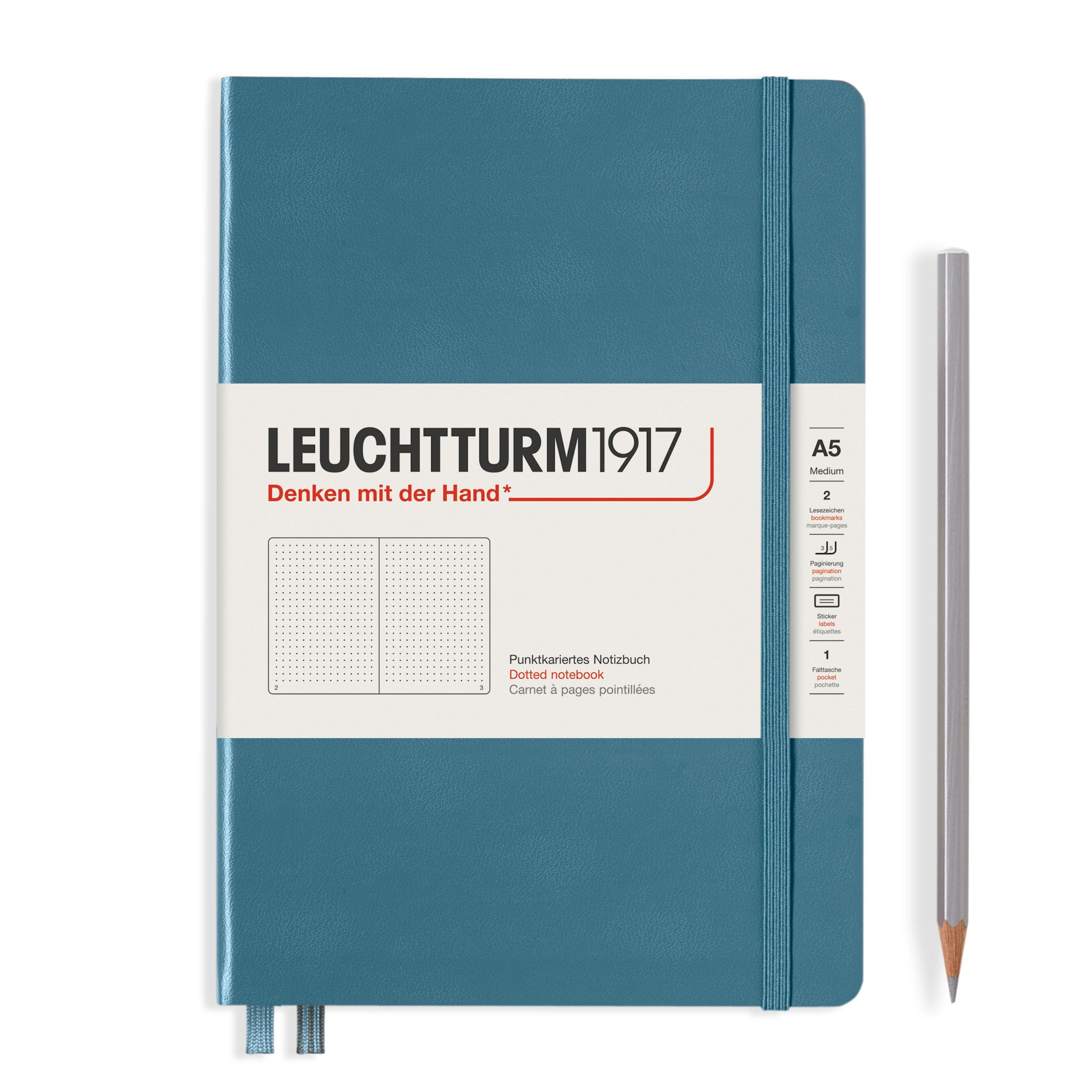 Leuchtturm1917 A5 hardcover notebook in stone blue