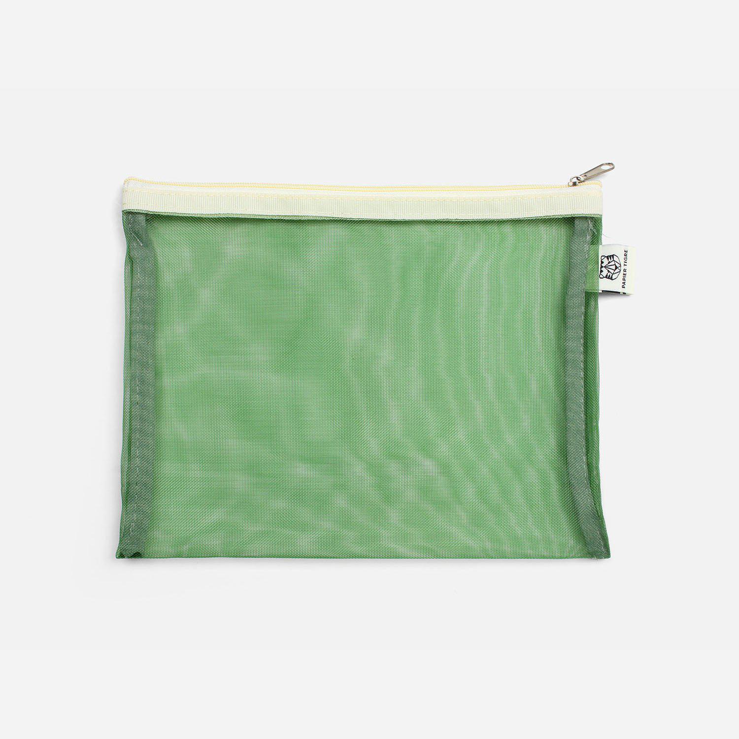 Mesh Pocket - Green-Pencil Cases-Papier Tigre-nóta póca