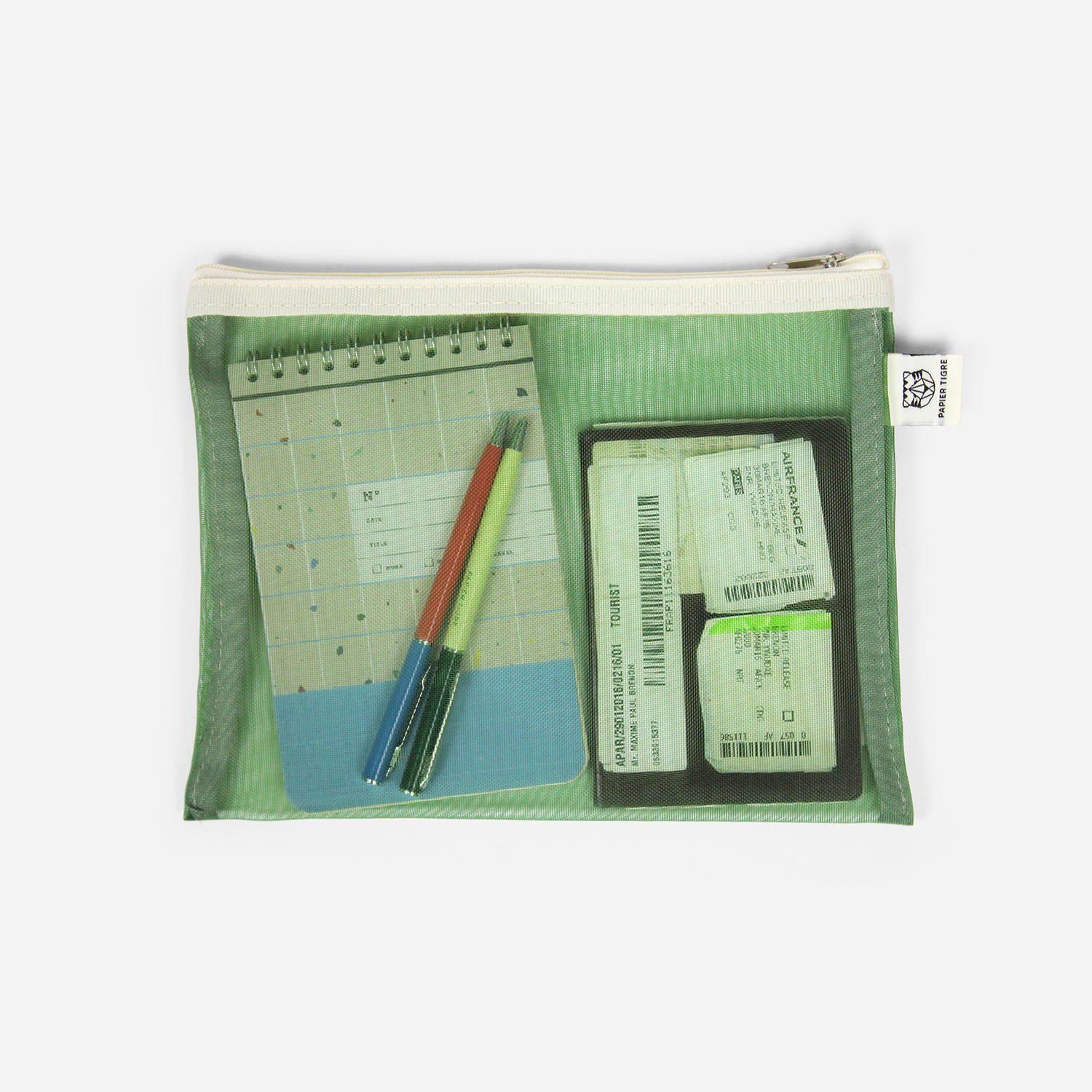 Mesh Pocket - Green-Pencil Cases-Papier Tigre-nóta póca