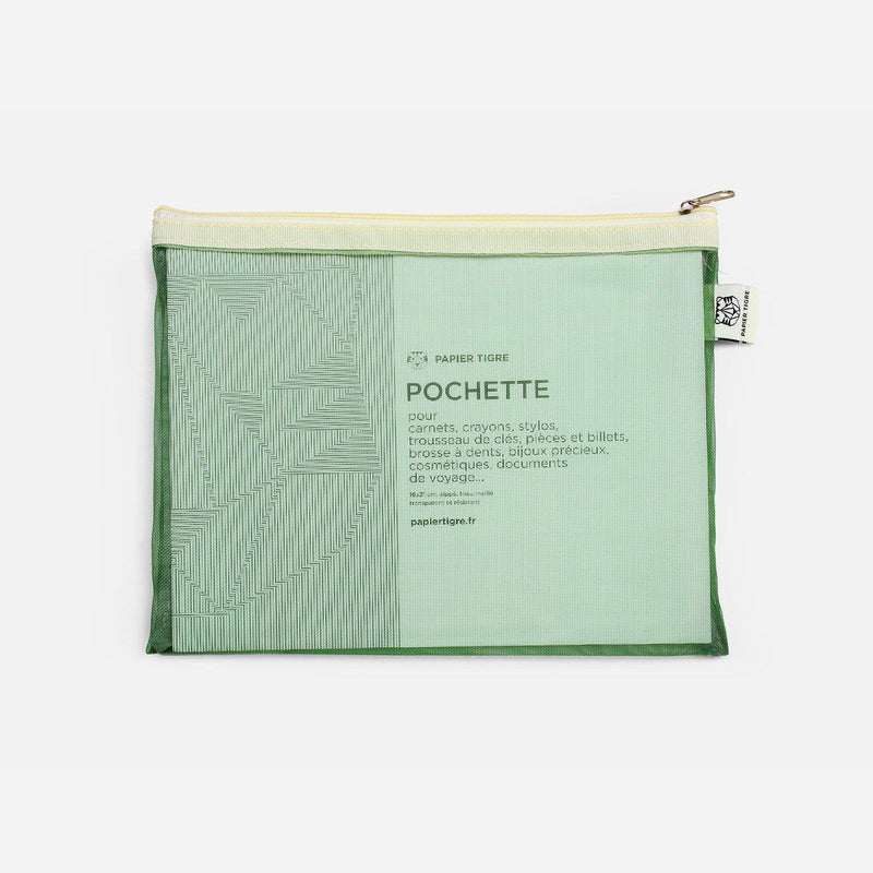 Mesh Pocket - Green-Pencil Cases-Papier Tigre-nóta póca