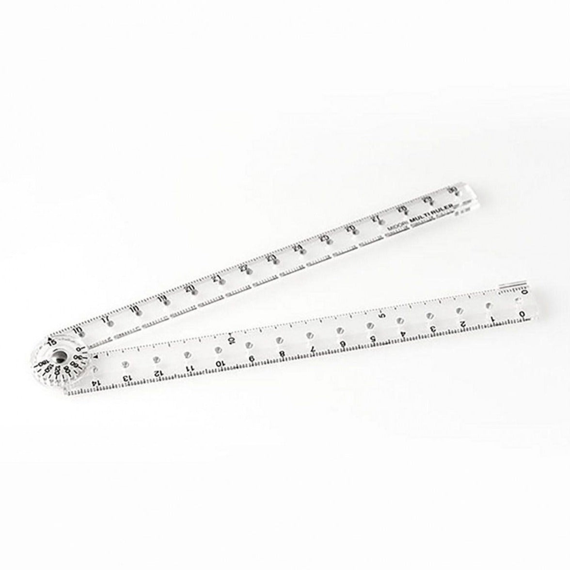 Midori multi ruler 30cm clear with stationery flat lay