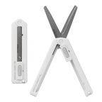 Midori white compact scissors open showing blades