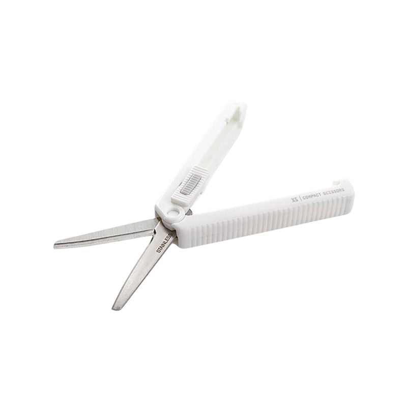 Midori white compact retractable scissors closed