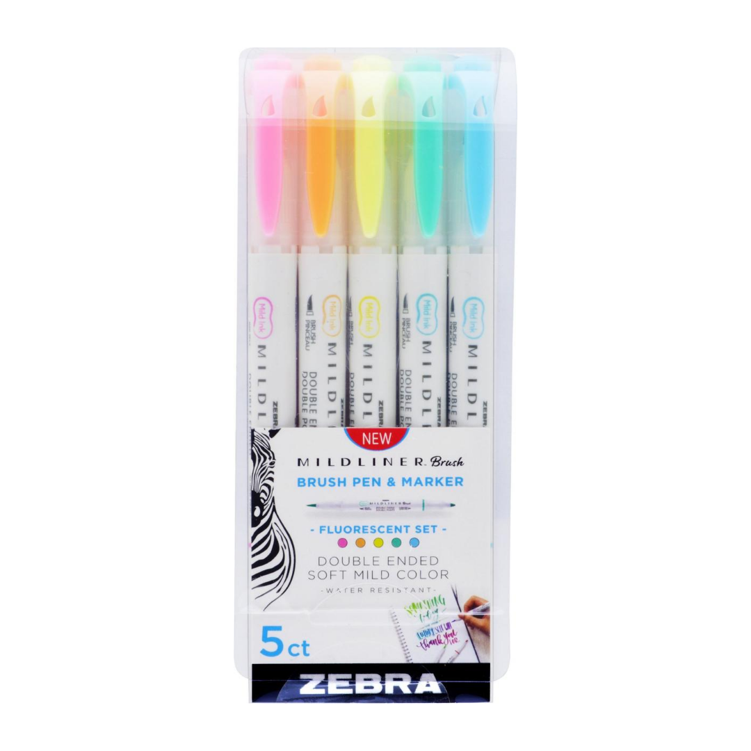 Zebra Mildliner Fluorescent Brush Pen & Marker Set-Pens-Zebra-nóta póca